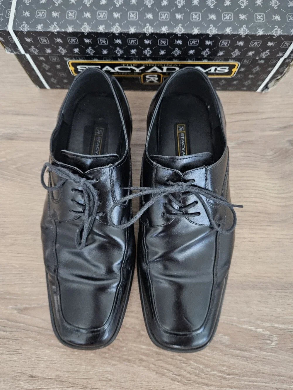 Stacy Adams Forrest Men’s Black Leather Lace-Up Dress Shoes Size 10